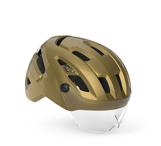 MET Intercity Mips is an E-Bike Urban Helmet with adjustable shield and magnetic light featuring Mips.