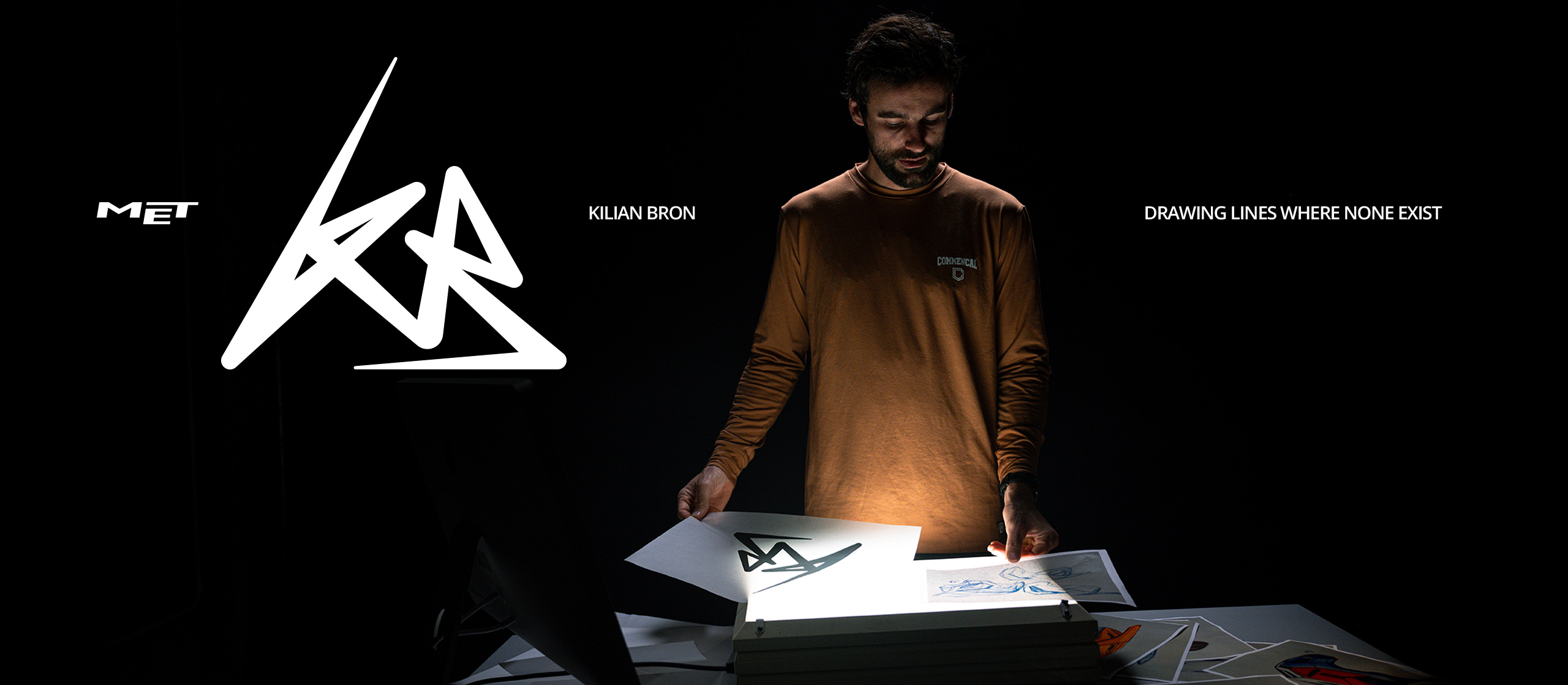 MET helmets and Kilian Bron reunite to restart their partnership, designing the MTB athlete's new logo to reflect his unique instinct for drawing lines where none exist.