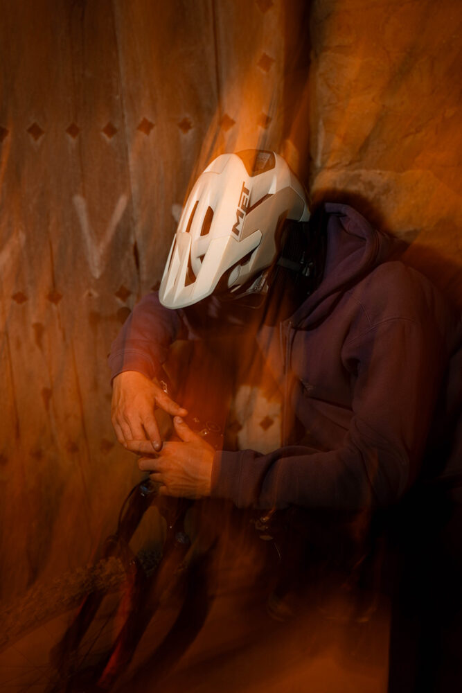 MET Revo MTB helmet in action, riding through the trails in Spain
