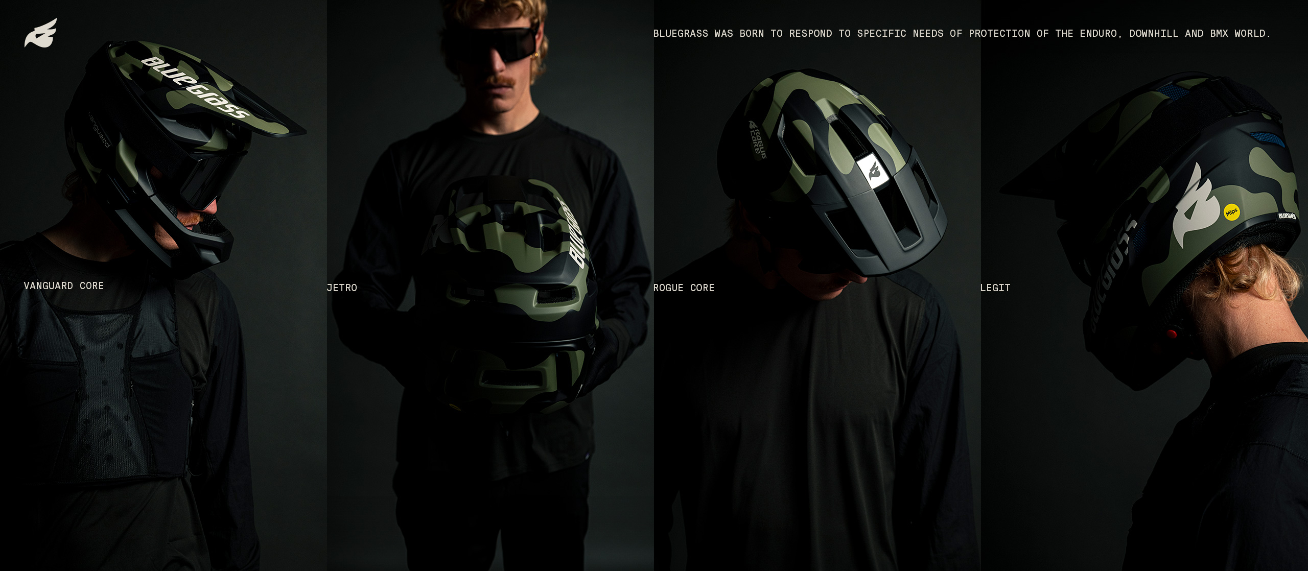 Bluegrass Camo Edition helmets blending seamlessly into the wilderness with camouflage design